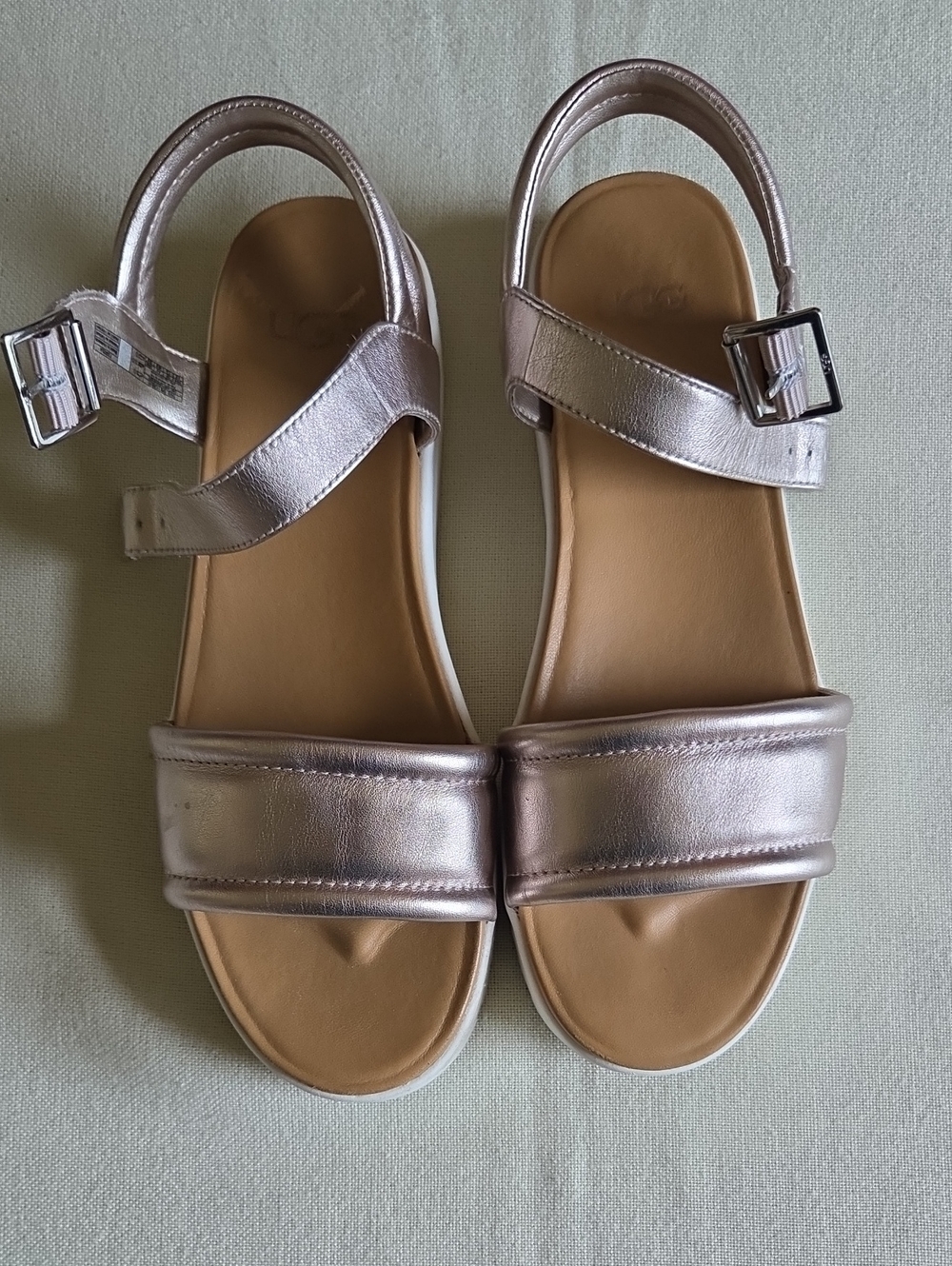 UGG Metallic Rose Gold Leather Sandals